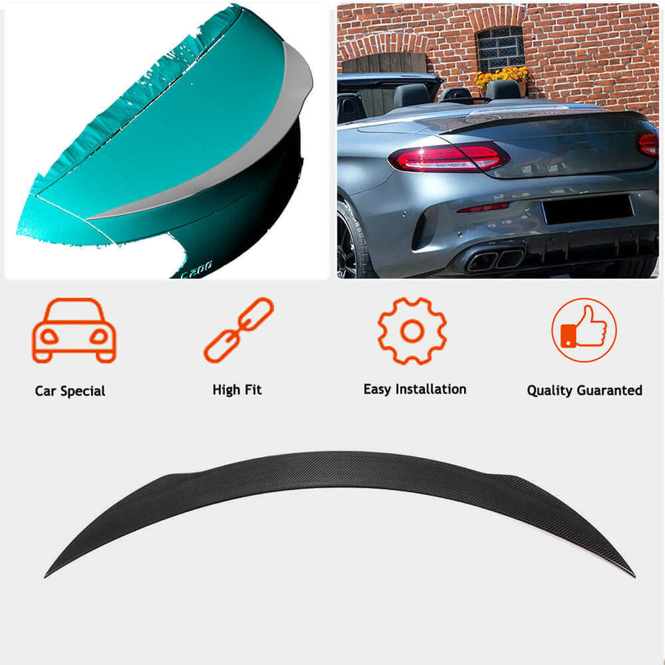 Mercedes Benz (W205) A205 Convertible 2015-2021 Rear Trunk Spoiler Carbon Fiber/FRP-Ahacarbon