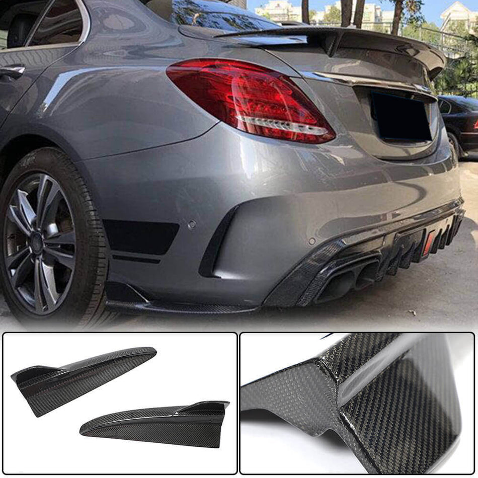 Mercedes Benz W205 Sport C43 C63 C450 AMG Pre-facelift 2015-2019 Rear Bumper Splitters Carbon Fiber-Ahacarbon
