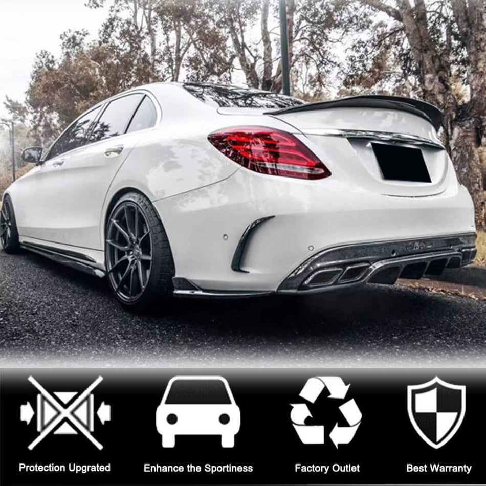 Mercedes Benz W205 Sport C43 C63 C450 AMG Pre-facelift 2015-2019 Rear Bumper Splitters Carbon Fiber-Ahacarbon