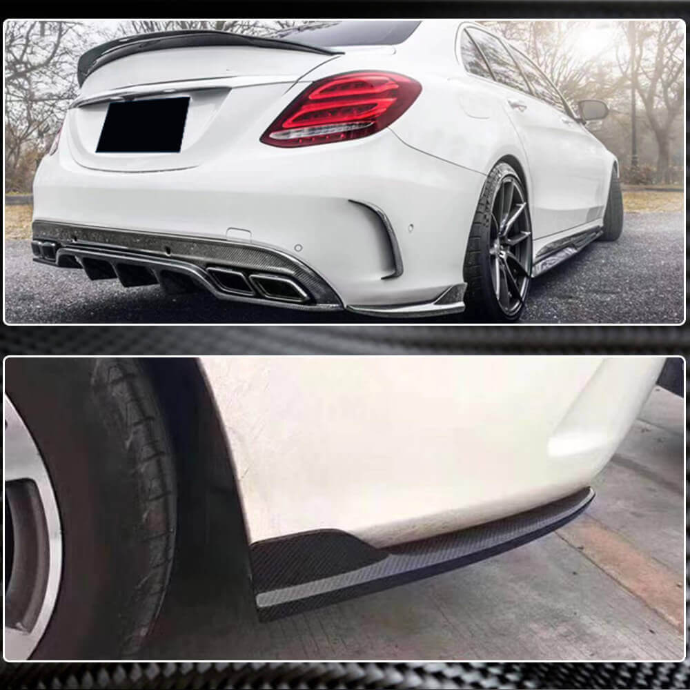 Mercedes Benz W205 Sport C43 C63 C450 AMG Pre-facelift 2015-2019 Rear Bumper Splitters Carbon Fiber-Ahacarbon