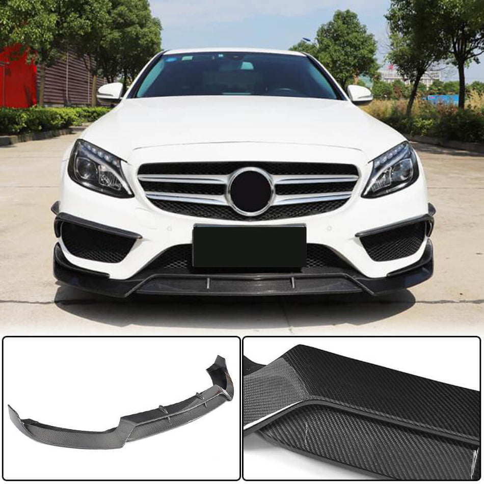 Mercedes Benz W205 C205 A205 Sport C43 Pre-facelift 2015-2019 Front Bumper Lip Carbon Fiber-Ahacarbon
