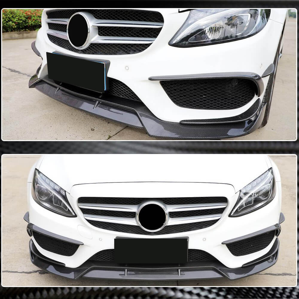 Mercedes Benz W205 C205 A205 Sport C43 Pre-facelift 2015-2019 Front Bumper Lip Carbon Fiber-Ahacarbon