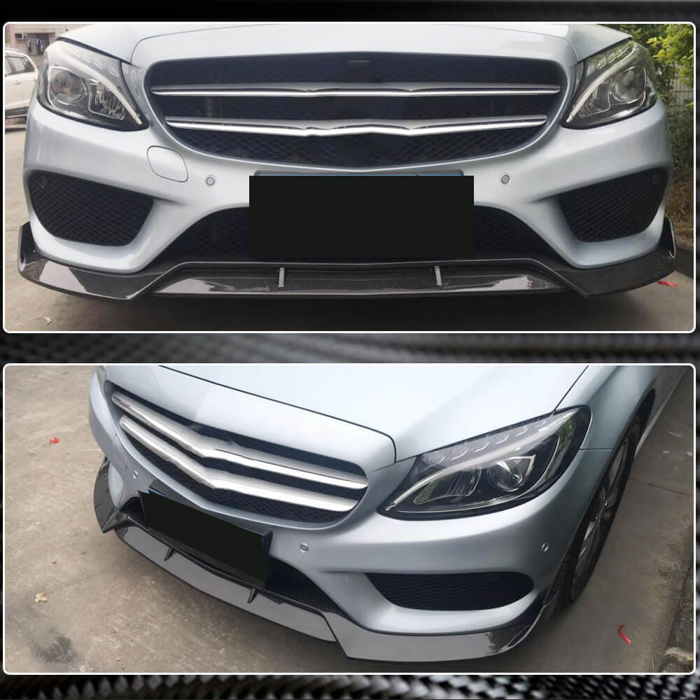Mercedes Benz W205 C205 A205 Sport C43 Pre-facelift 2015-2019 Front Bumper Lip Carbon Fiber-Ahacarbon