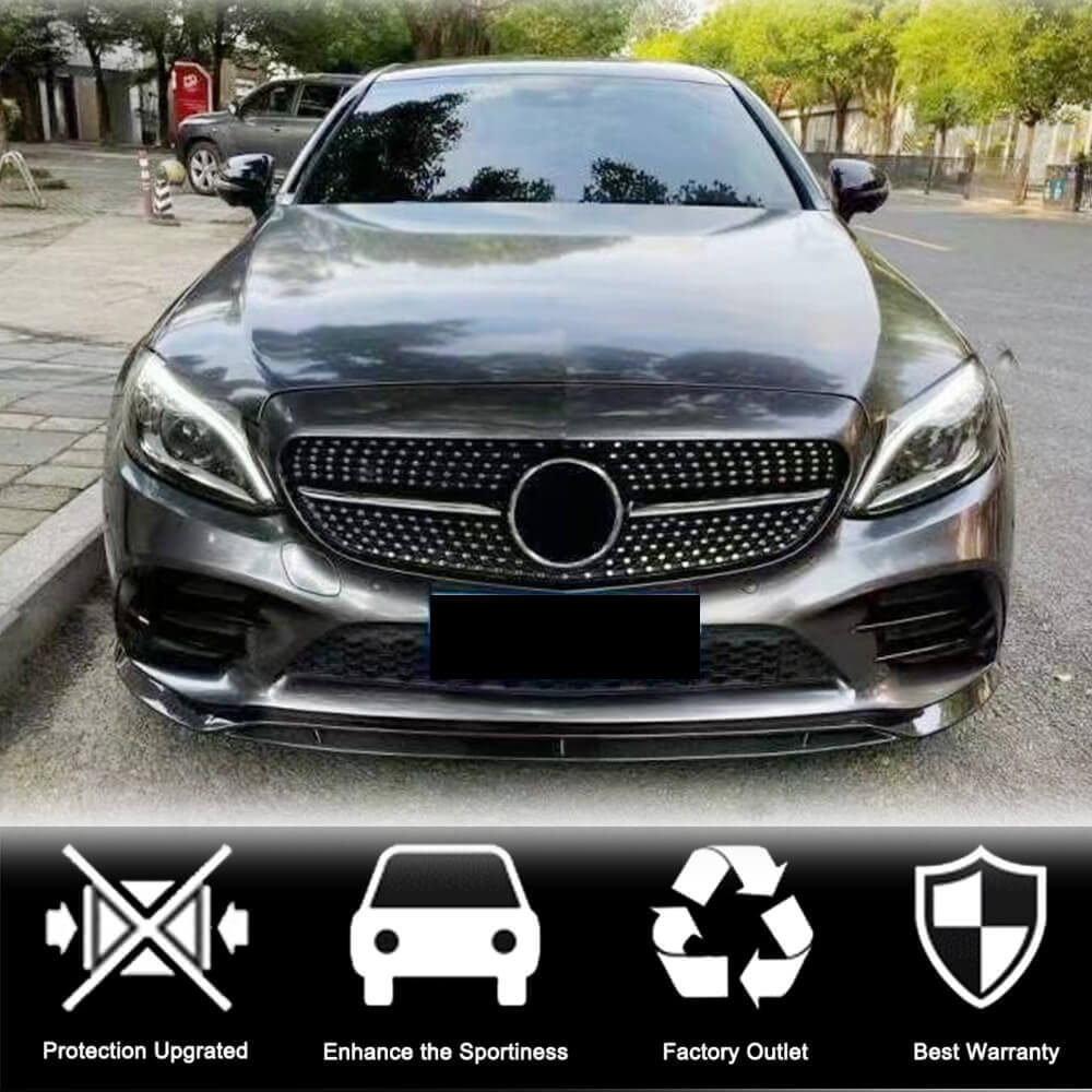 Mercedes Benz W205 C205 A205 C200 C300 Sport Facelift 2019-2021 Front Bumper Lip Carbon Fiber-Ahacarbon