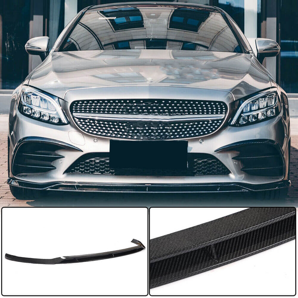 Mercedes Benz W205 C205 A205 C43 AMG Facelift 2019-2021 Front Bumper Lip Carbon Fiber-Ahacarbon