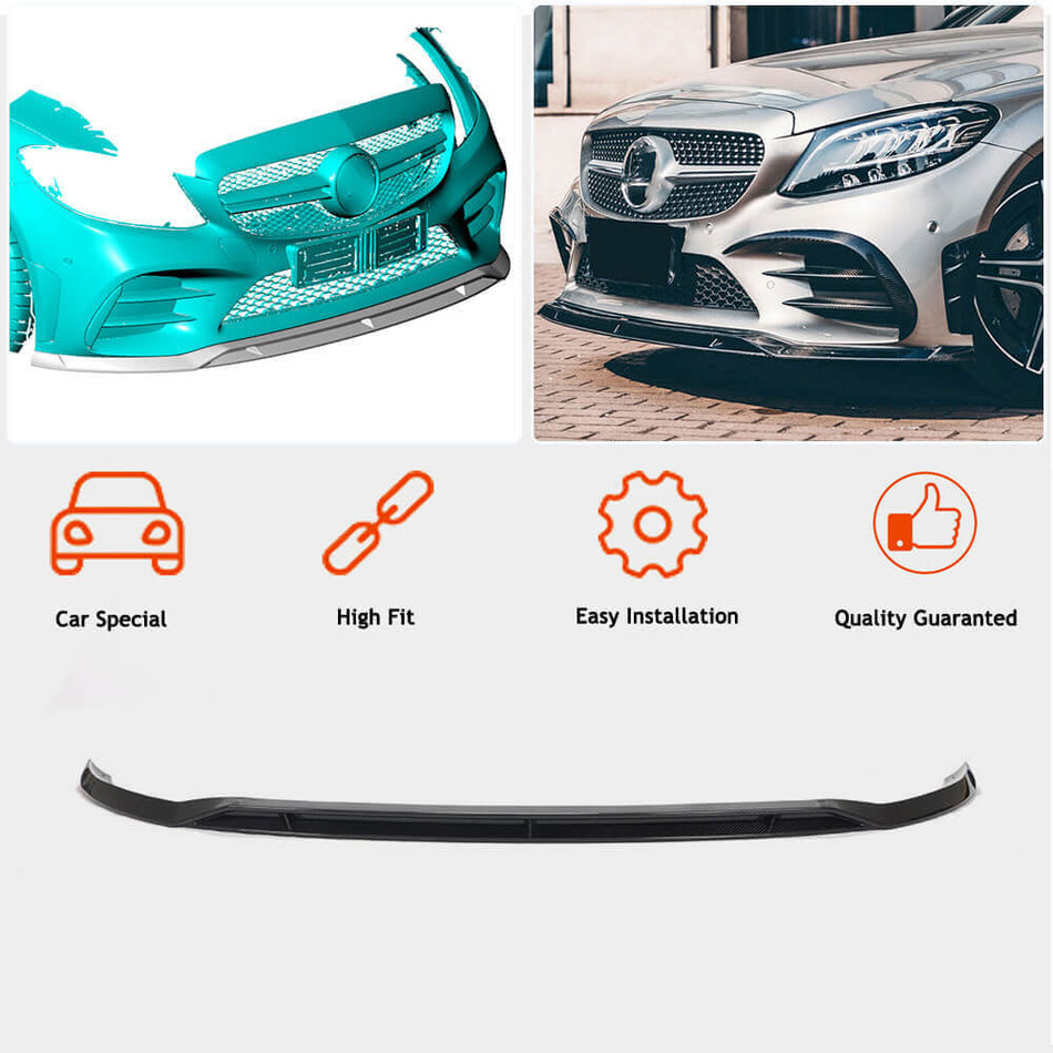 Mercedes Benz W205 C205 A205 C43 AMG Facelift 2019-2021 Front Bumper Lip Carbon Fiber-Ahacarbon