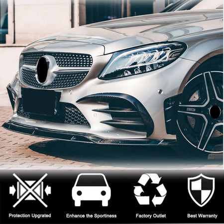 Mercedes Benz W205 C205 A205 C43 AMG Facelift 2019-2021 Front Bumper Lip Carbon Fiber-Ahacarbon