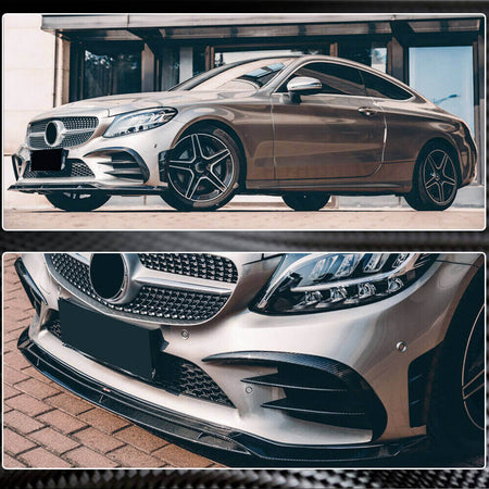 Mercedes Benz W205 C205 A205 C43 AMG Facelift 2019-2021 Front Bumper Lip Carbon Fiber-Ahacarbon