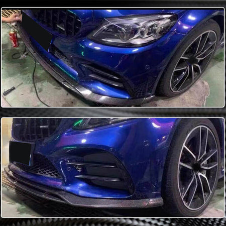 Mercedes Benz W205 C205 A205 C43 AMG Facelift 2019-2021 Front Bumper Lip Carbon Fiber-Ahacarbon
