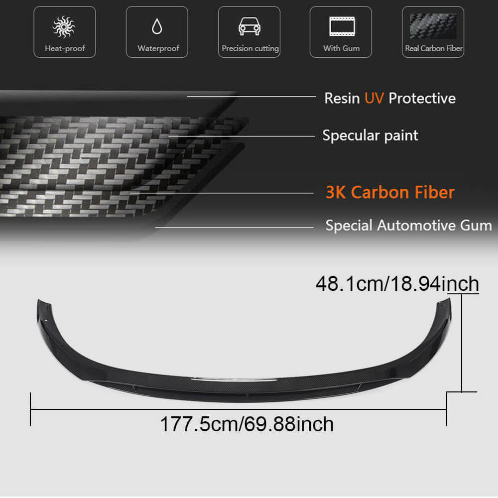 Mercedes Benz W205 C205 A205 C43 AMG Facelift 2019-2021 Front Bumper Lip Carbon Fiber-Ahacarbon