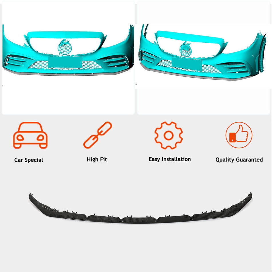 Mercedes Benz W205 C205 A205 C43 AMG Facelift 2019-2021 Front Bumper Lip Dry Carbon Fiber-Ahacarbon