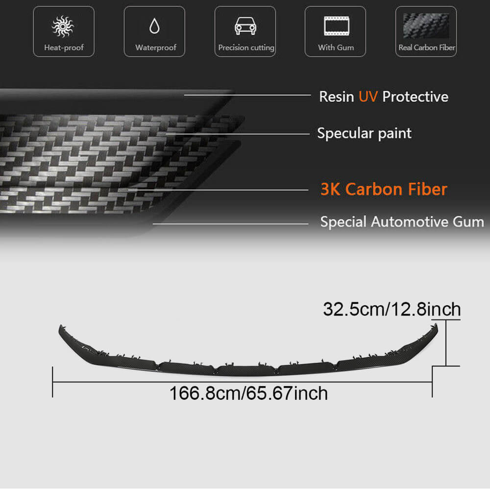 Mercedes Benz W205 C205 A205 C43 AMG Facelift 2019-2021 Front Bumper Lip Dry Carbon Fiber-Ahacarbon
