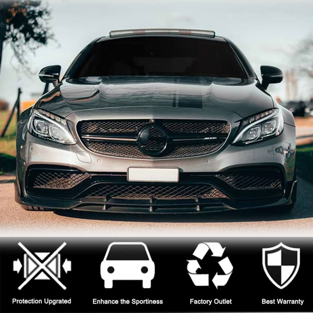 Mercedes Benz (W205) C205 A205 C63 AMG Pre-facelift 2015-2019 Front Bumper Lip Carbon Fiber/FRP-Ahacarbon