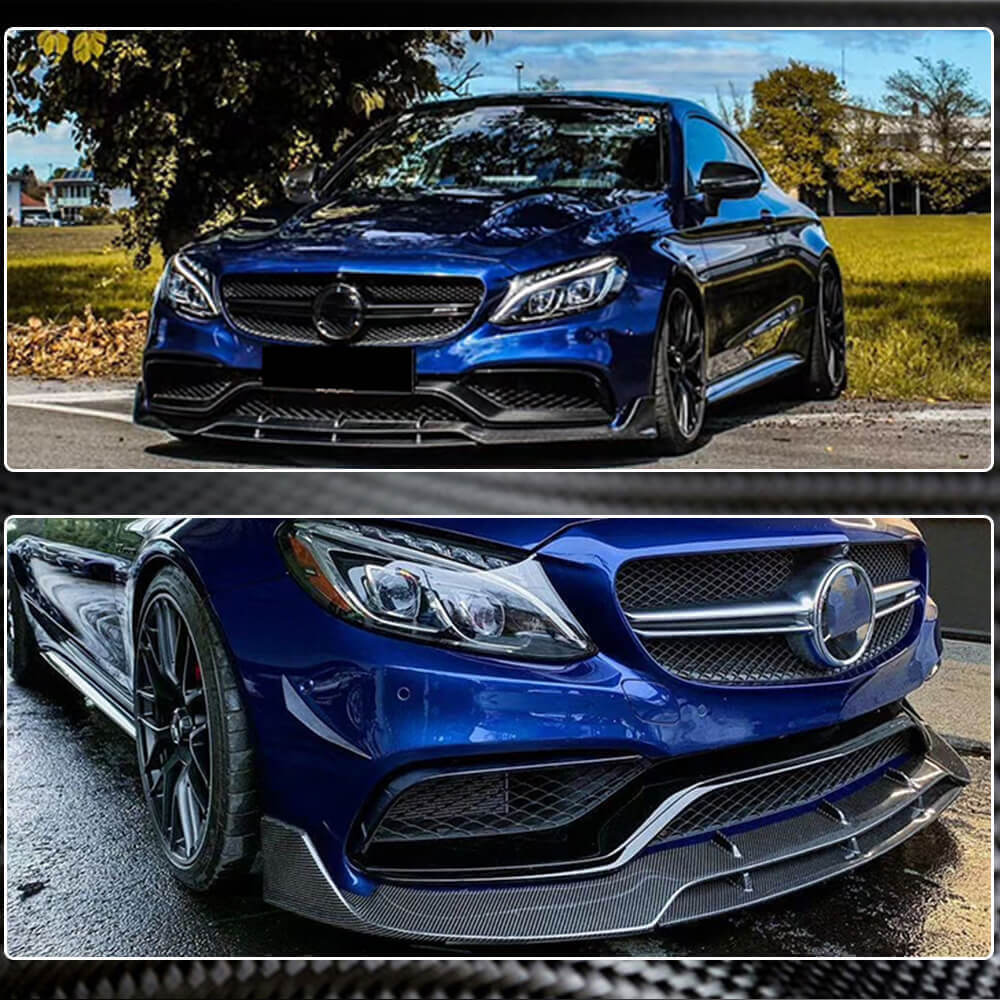 Mercedes Benz (W205) C205 A205 C63 AMG Pre-facelift 2015-2019 Front Bumper Lip Carbon Fiber/FRP-Ahacarbon