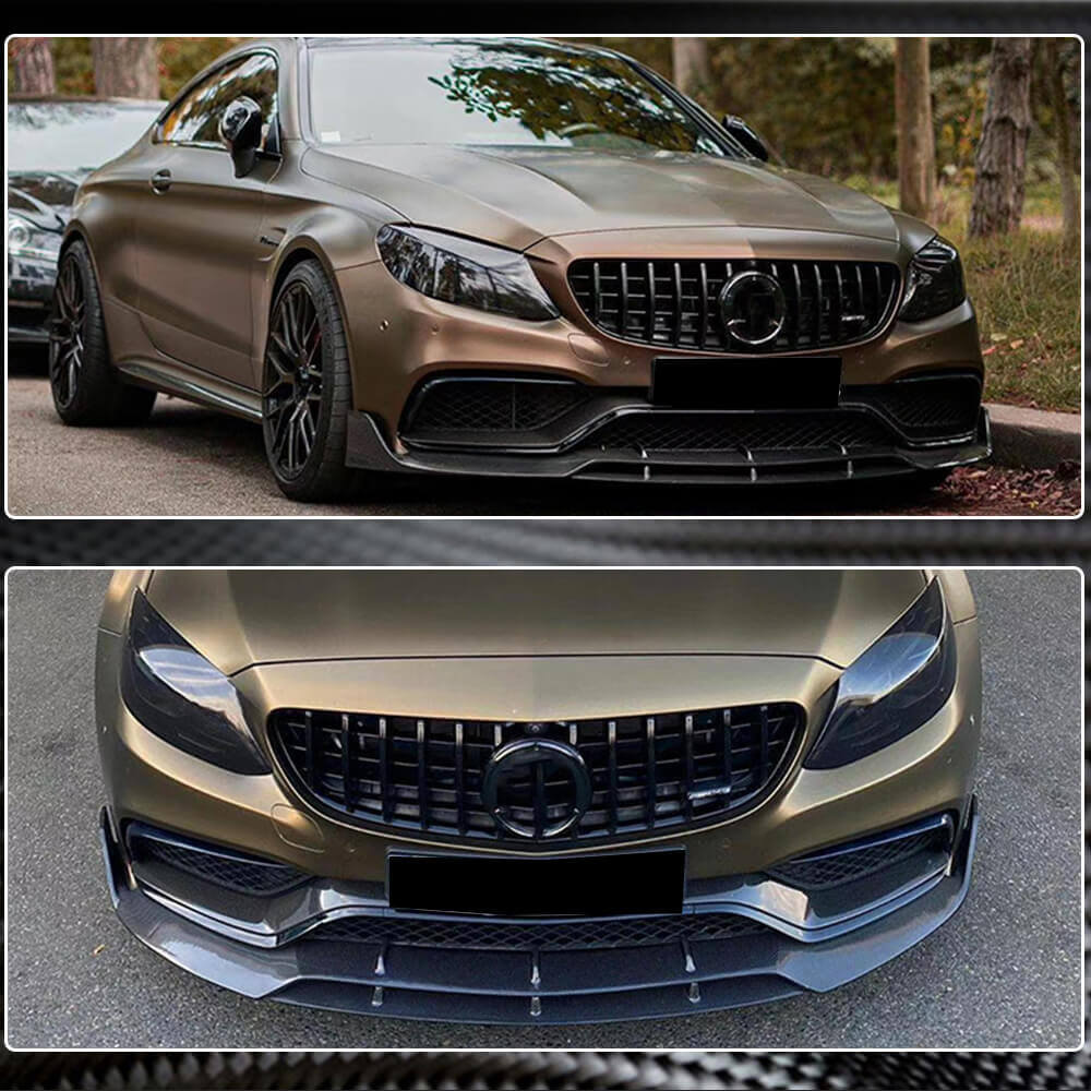 Mercedes Benz (W205) C205 A205 C63 AMG Pre-facelift 2015-2019 Front Bumper Lip Carbon Fiber/FRP-Ahacarbon