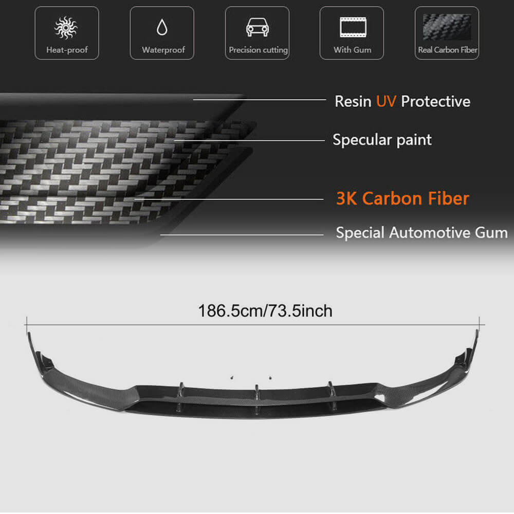 Mercedes Benz (W205) C205 A205 C63 AMG Pre-facelift 2015-2019 Front Bumper Lip Carbon Fiber/FRP-Ahacarbon