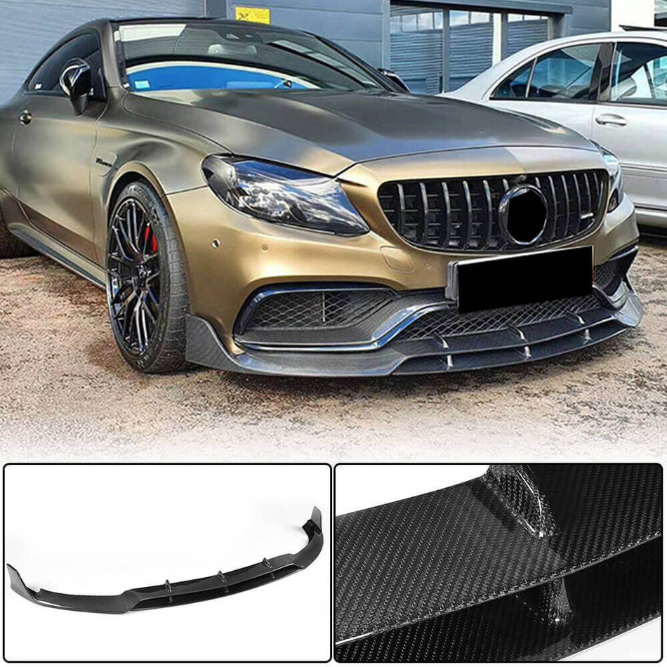 Mercedes Benz (W205) C205 A205 C63 AMG Pre-facelift 2015-2019 Front Bumper Lip Carbon Fiber/FRP-Ahacarbon