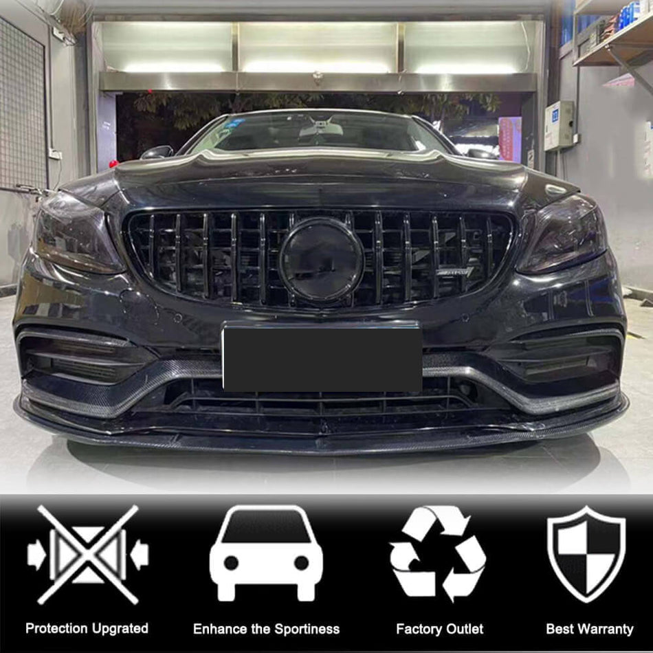 Mercedes Benz (W205) C205 A205 C63 AMG Pre-facelift 2015-2019 Front Bumper Lip Carbon Fiber-Ahacarbon