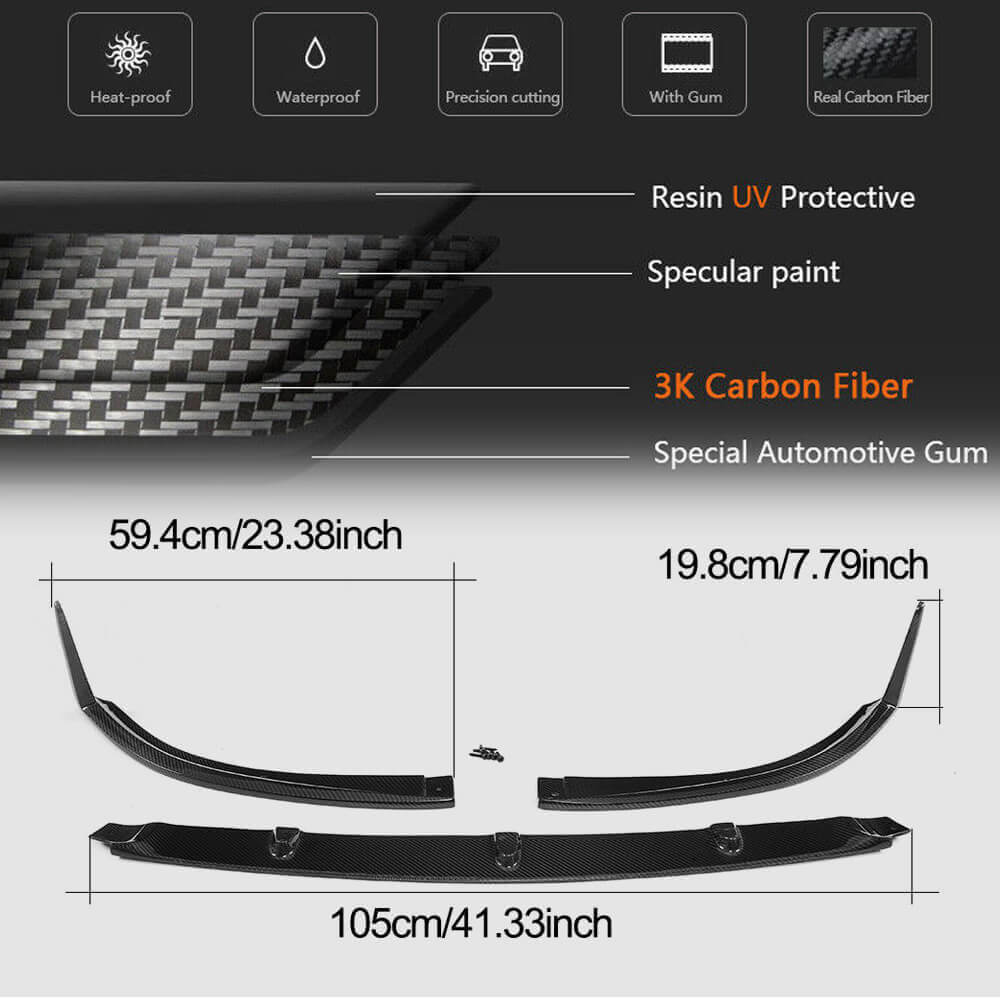 Mercedes Benz (W205) C205 A205 C63 AMG Pre-facelift 2015-2019 Front Bumper Lip Carbon Fiber-Ahacarbon