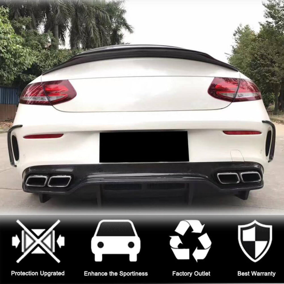 Mercedes Benz (W205) C205 A205 C63 AMG Pre-facelift 2015-2019 Rear Bumper Splitters Carbon Fiber/FRP-Ahacarbon