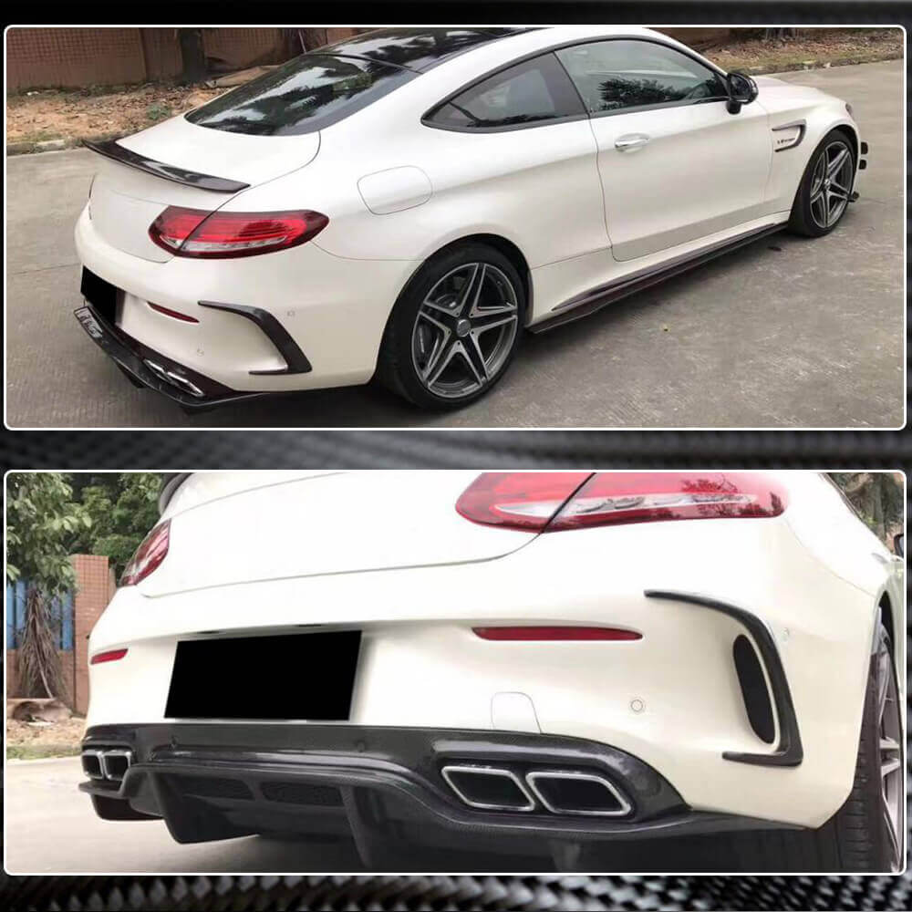 Mercedes Benz (W205) C205 A205 C63 AMG Pre-facelift 2015-2019 Rear Bumper Splitters Carbon Fiber/FRP-Ahacarbon