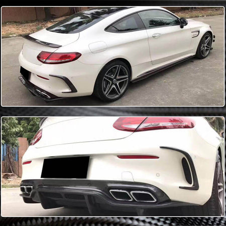 Mercedes Benz (W205) C205 A205 C63 AMG Pre-facelift 2015-2019 Rear Bumper Splitters Carbon Fiber/FRP-Ahacarbon