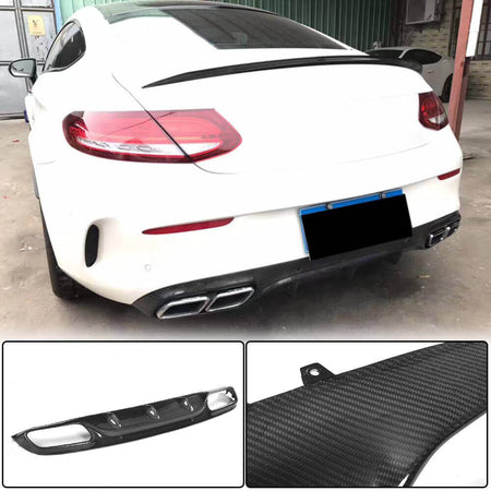 For Mercedes Benz (W205) C205 A205 C63 AMG Pre-facelift Carbon Fiber Rear Bumper Diffuser Lip-Ahacarbon