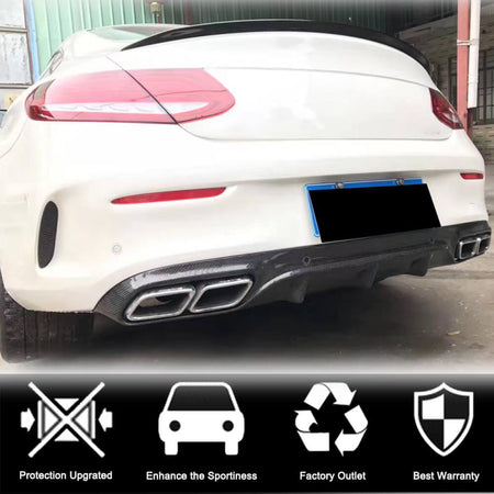 For Mercedes Benz (W205) C205 A205 C63 AMG Pre-facelift Carbon Fiber Rear Bumper Diffuser Lip-Ahacarbon