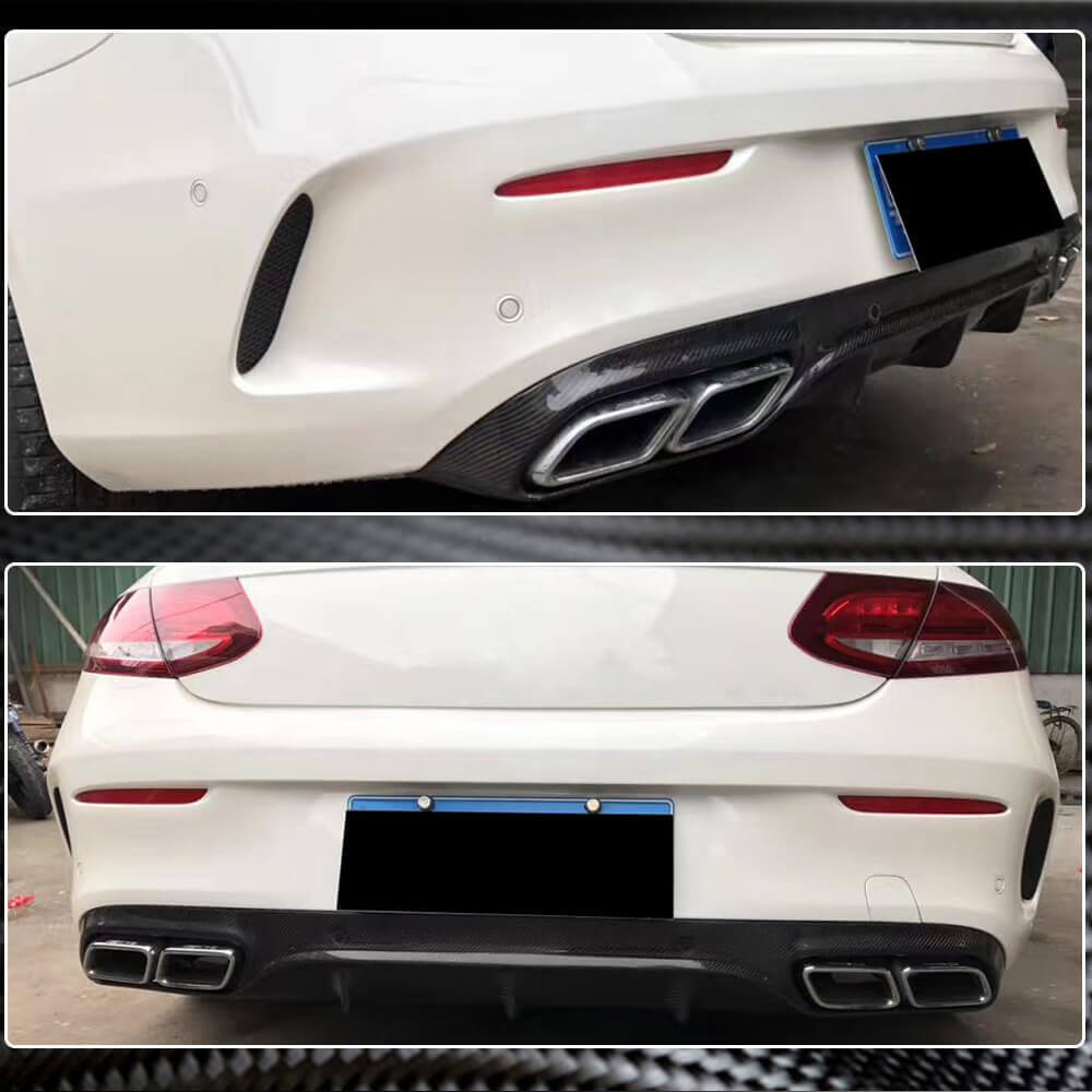 For Mercedes Benz (W205) C205 A205 C63 AMG Pre-facelift Carbon Fiber Rear Bumper Diffuser Lip-Ahacarbon