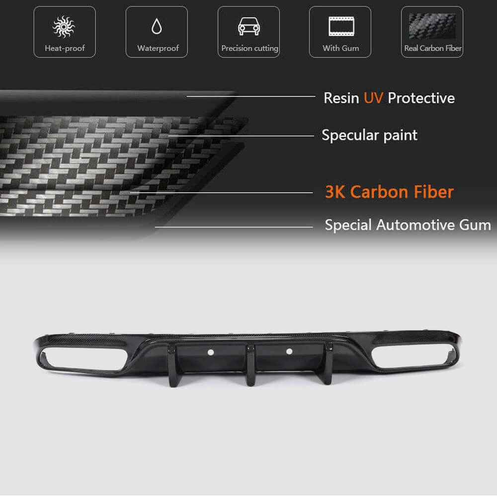 Mercedes Benz (W205) C205 A205 C63 (S) AMG Pre-facelift 2015-2019 Rear Bumper Diffuser Carbon Fiber-Ahacarbon