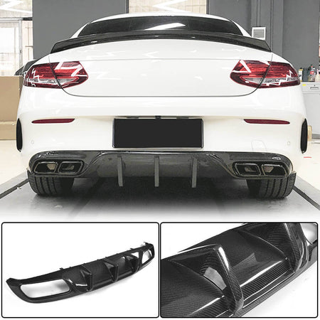 Mercedes Benz (W205) C205 A205 C63 (S) AMG Pre-facelift 2015-2019 Rear Bumper Diffuser Carbon Fiber-Ahacarbon