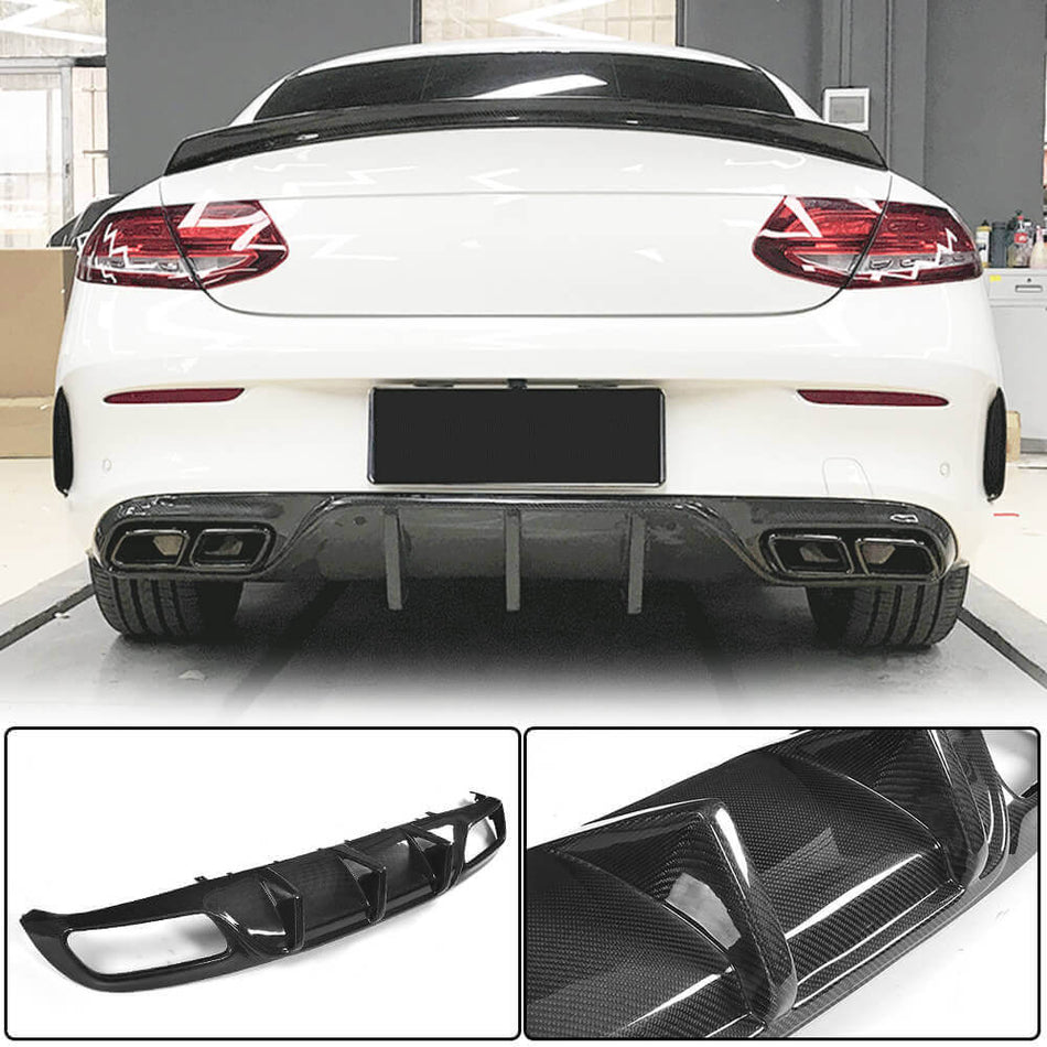 Mercedes Benz (W205) C205 A205 C63 (S) AMG Pre-facelift 2015-2019 Rear Bumper Diffuser Carbon Fiber-Ahacarbon