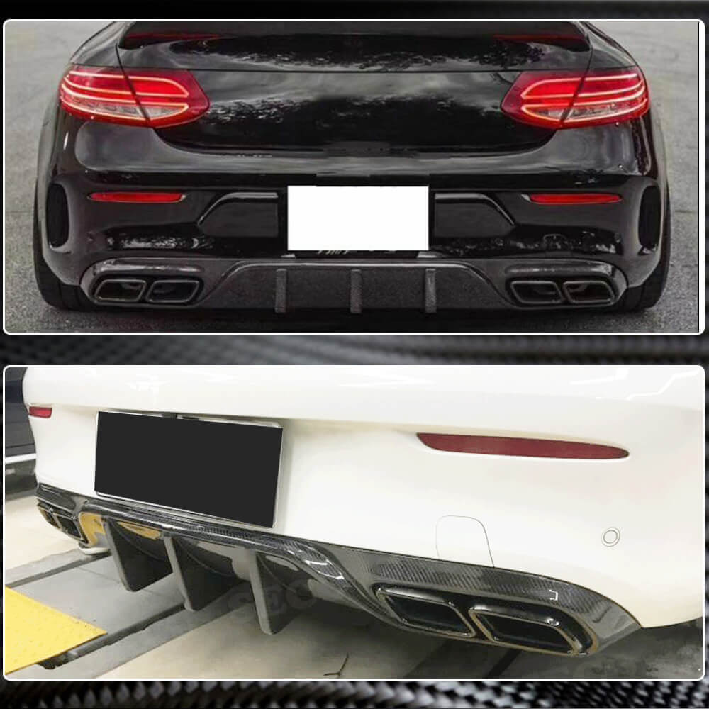 Mercedes Benz (W205) C205 A205 C63 (S) AMG Pre-facelift 2015-2019 Rear Bumper Diffuser Carbon Fiber-Ahacarbon