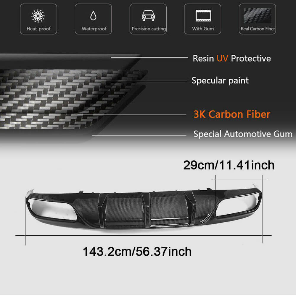 Mercedes Benz (W205) C205 A205 C63 (S) AMG Pre-facelift 2015-2019 Rear Bumper Diffuser Carbon Fiber-Ahacarbon