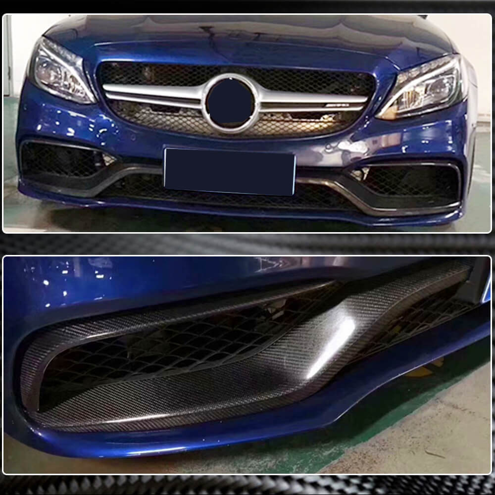 Mercedes Benz W205 C205 A205 C63 AMG Pre-facelift 2015-2019 Front Fog Lamp Covers Carbon Fiber-Ahacarbon