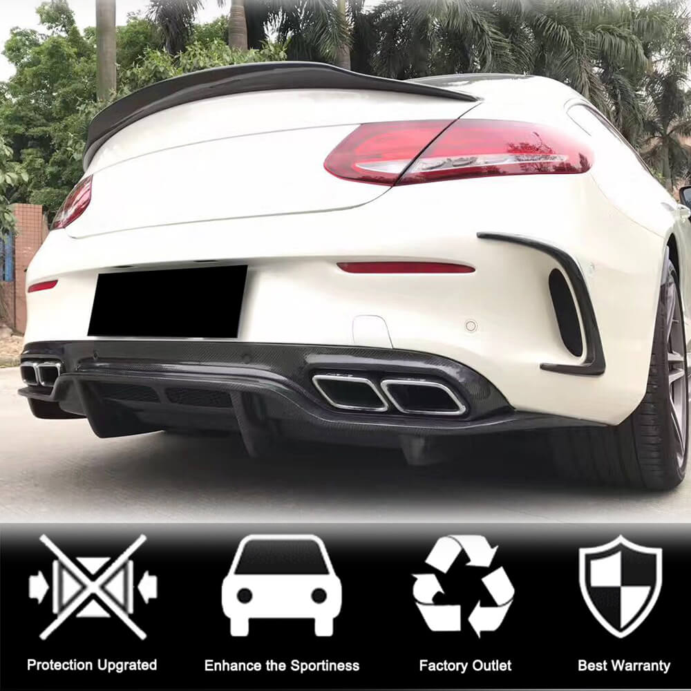 Mercedes Benz W205 C205 A205 C63 AMG 2015-2019 Rear Bumper Diffuser Carbon Fiber-Ahacarbon