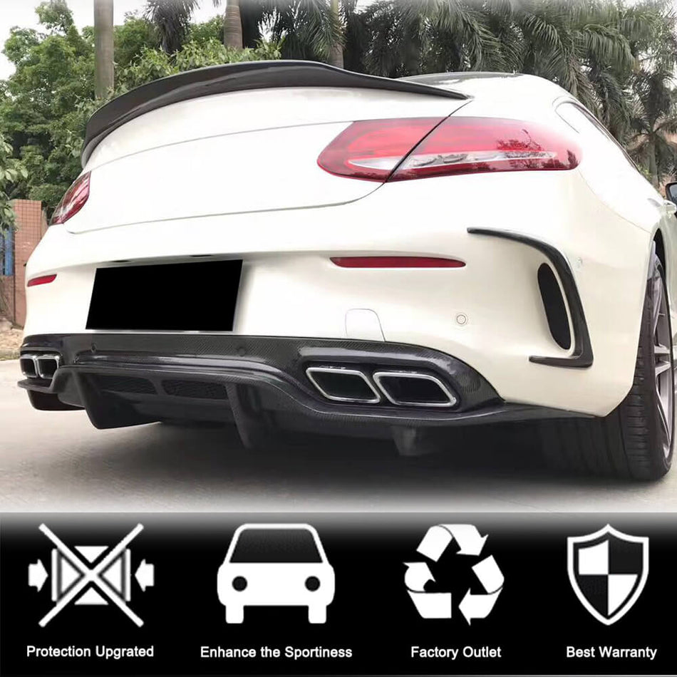 Mercedes Benz W205 C205 A205 C63 AMG 2015-2019 Rear Bumper Diffuser Carbon Fiber-Ahacarbon