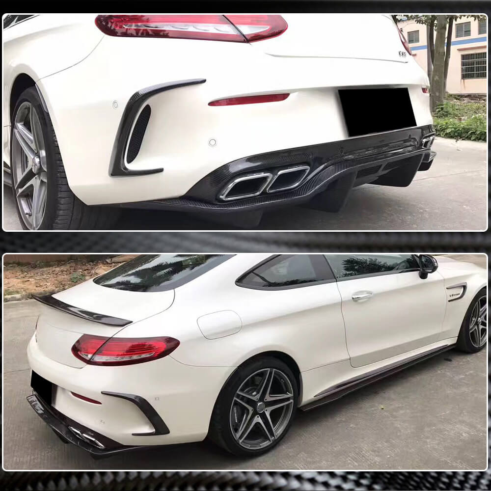Mercedes Benz W205 C205 A205 C63 AMG 2015-2019 Rear Bumper Diffuser Carbon Fiber-Ahacarbon