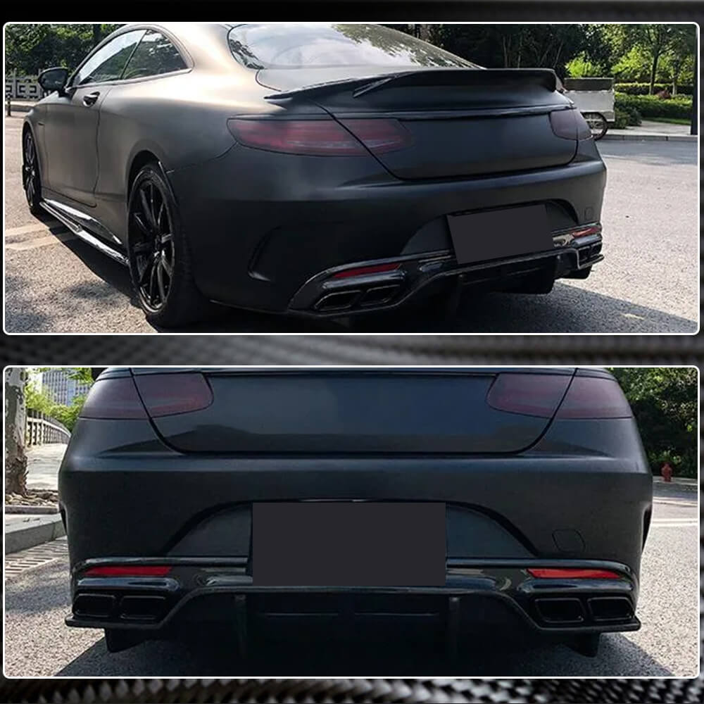 Mercedes Benz W205 C205 A205 C63 AMG 2015-2019 Rear Bumper Diffuser Carbon Fiber-Ahacarbon