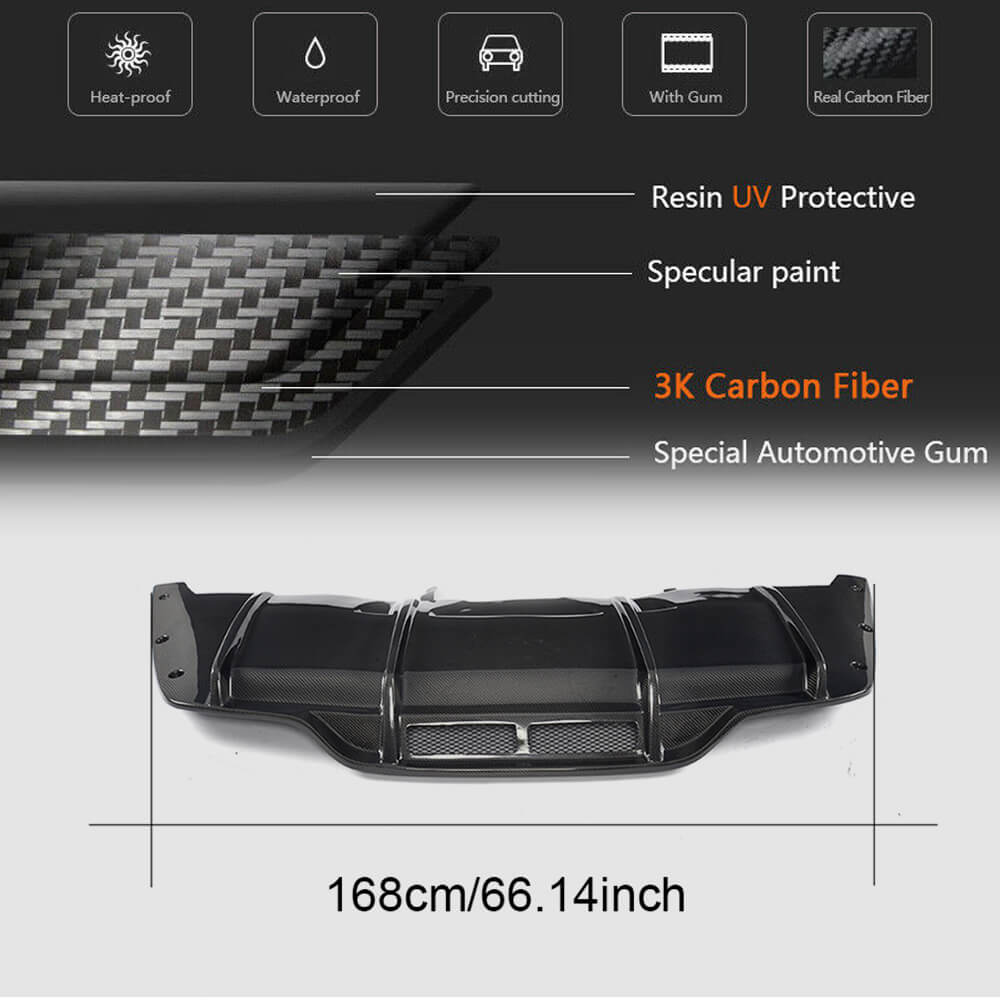 Mercedes Benz W205 C205 A205 C63 AMG 2015-2019 Rear Bumper Diffuser Carbon Fiber-Ahacarbon