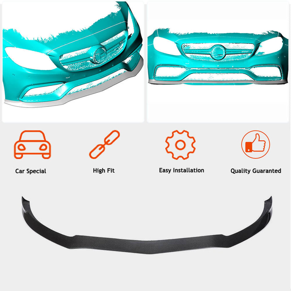 Mercedes Benz (W205) C205 A205 C63 S AMG Pre-facelift 2015-2019 Front Bumper Lip Carbon Fiber-Ahacarbon