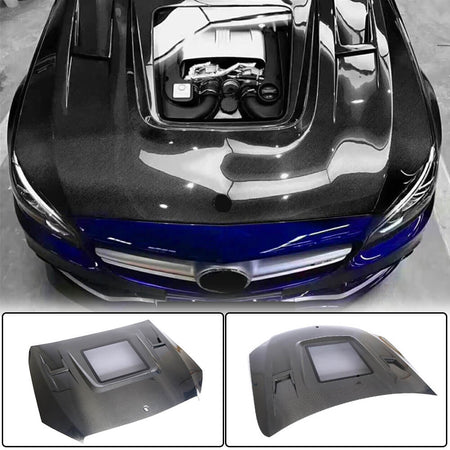 Mercedes Benz W205 C205 A205 Pre-facelift 2015-2019 Engine Bonnet Hood Cover Carbon Fiber-Ahacarbon