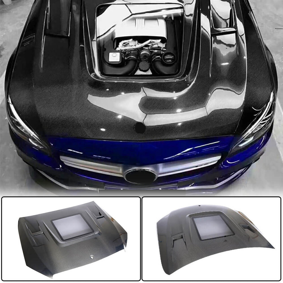 Mercedes Benz W205 C205 A205 Pre-facelift 2015-2019 Engine Bonnet Hood Cover Carbon Fiber-Ahacarbon