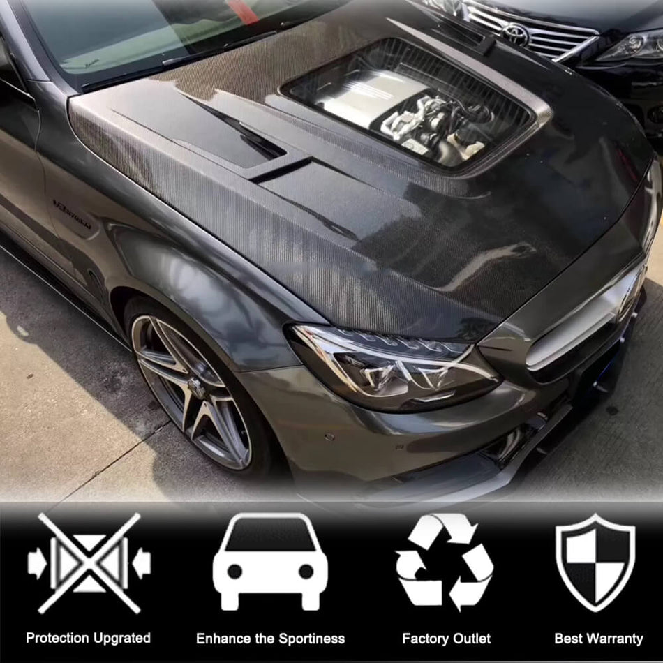 Mercedes Benz W205 C205 A205 Pre-facelift 2015-2019 Engine Bonnet Hood Cover Carbon Fiber-Ahacarbon