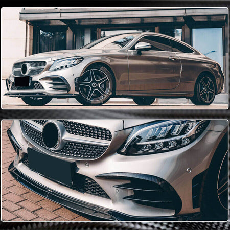 Mercedes Benz W205 C205 A205 Sport C43 AMG Facelift 2019-2021 Front Bumper Fins Dry Carbon Fiber/FRP-Ahacarbon