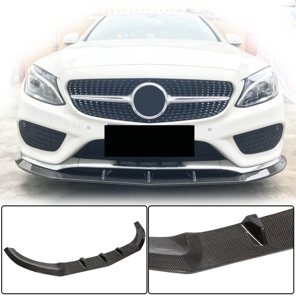 Mercedes Benz W205 C205 A205 Sport C43 Pre-facelift 2015-2019 Front Bumper Lip Carbon Fiber-Ahacarbon