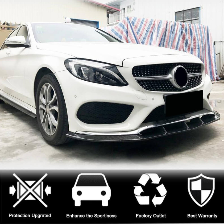 Mercedes Benz W205 C205 A205 Sport C43 Pre-facelift 2015-2019 Front Bumper Lip Carbon Fiber-Ahacarbon