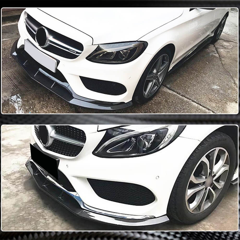 Mercedes Benz W205 C205 A205 Sport C43 Pre-facelift 2015-2019 Front Bumper Lip Carbon Fiber-Ahacarbon