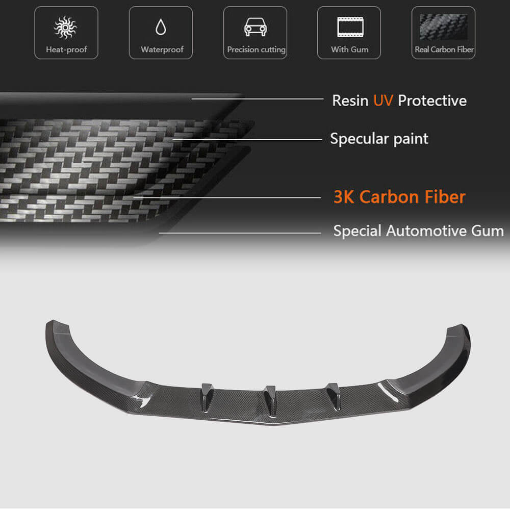 Mercedes Benz W205 C205 A205 Sport C43 Pre-facelift 2015-2019 Front Bumper Lip Carbon Fiber-Ahacarbon