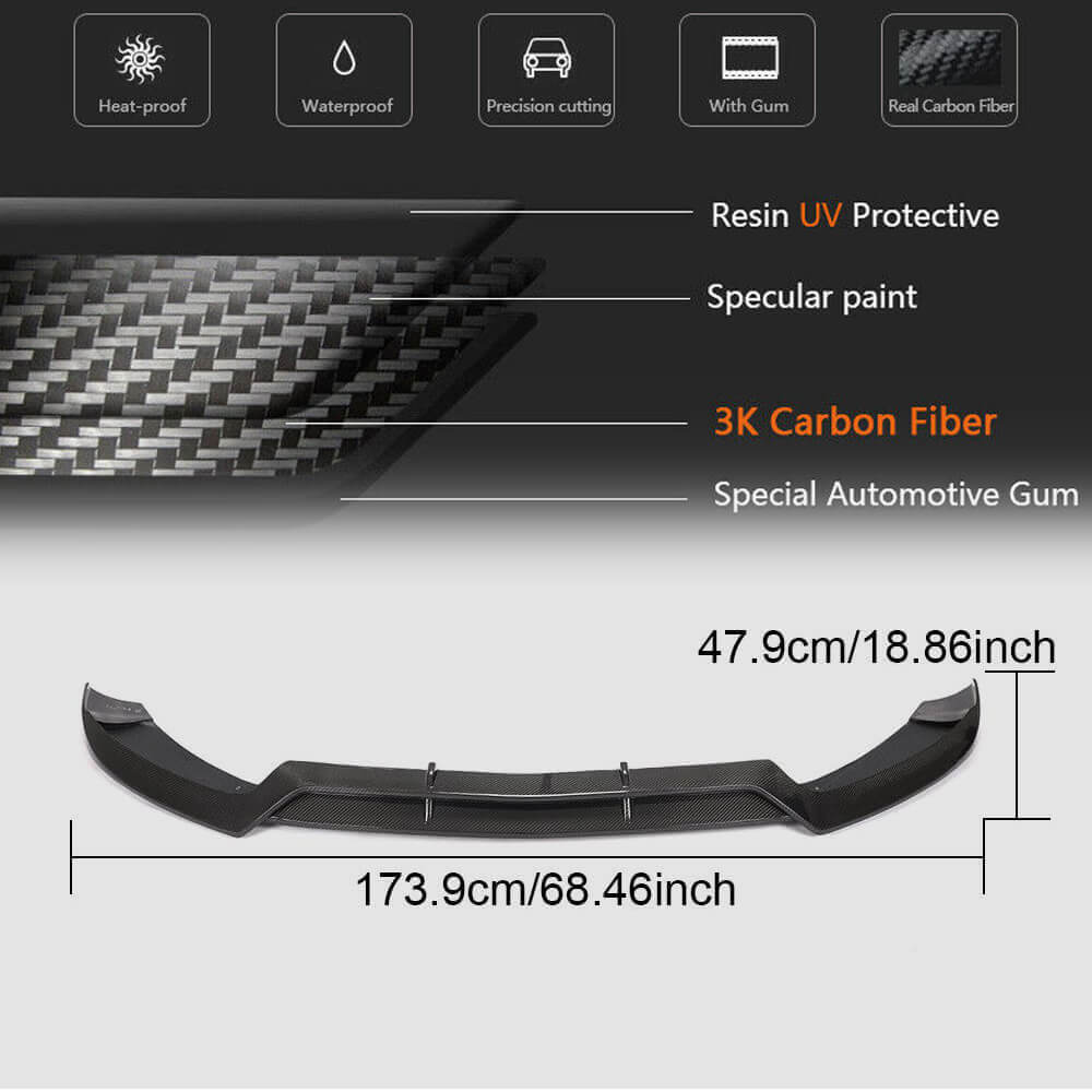 Mercedes Benz W205 C205 A205 Sport C43 AMG 2015-2018 Front Bumper Lip Carbon Fiber-Ahacarbon